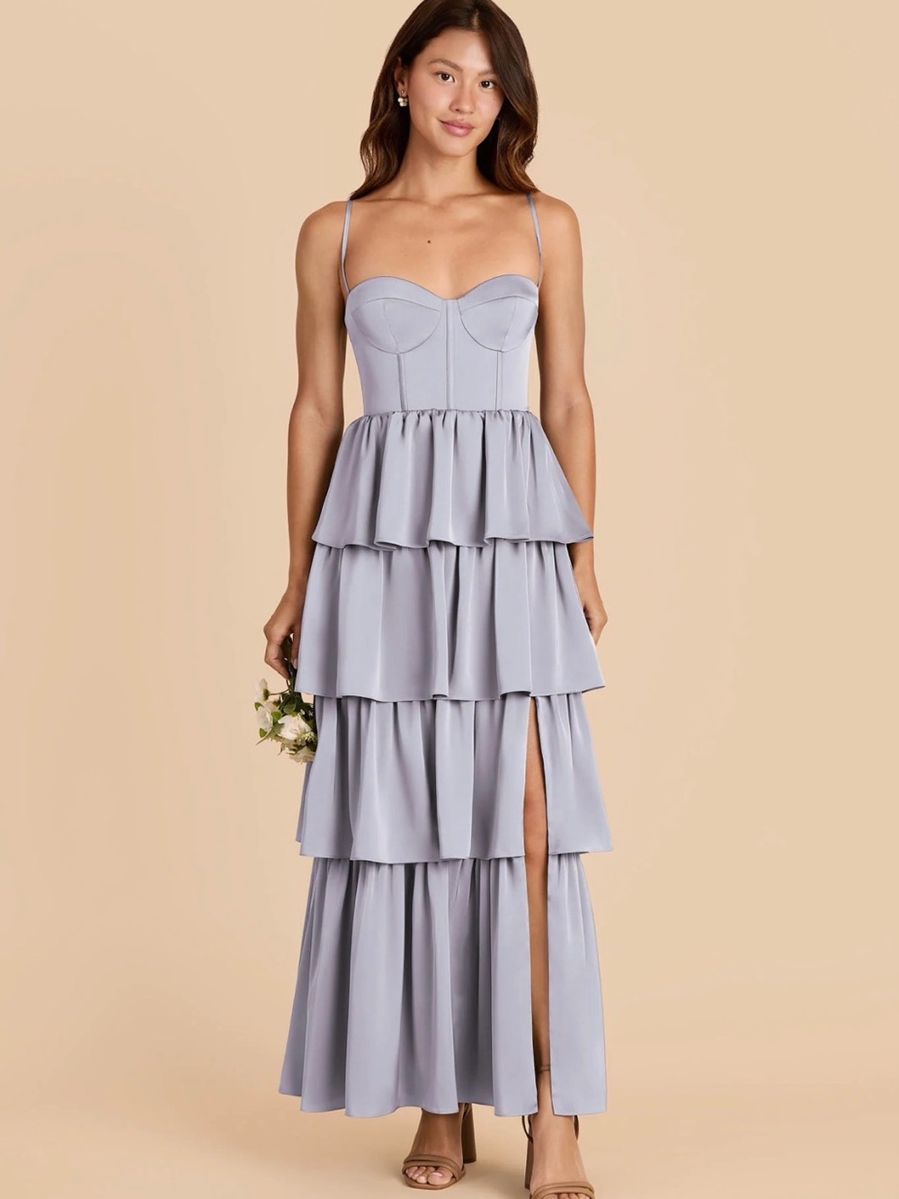 Periwinkle Blue Tiered Ruffle Maxi Dress with Spaghetti Straps